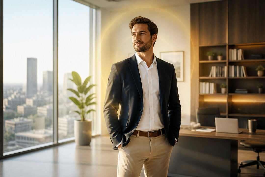 Homme daffaires confiant dans un bureau moderne